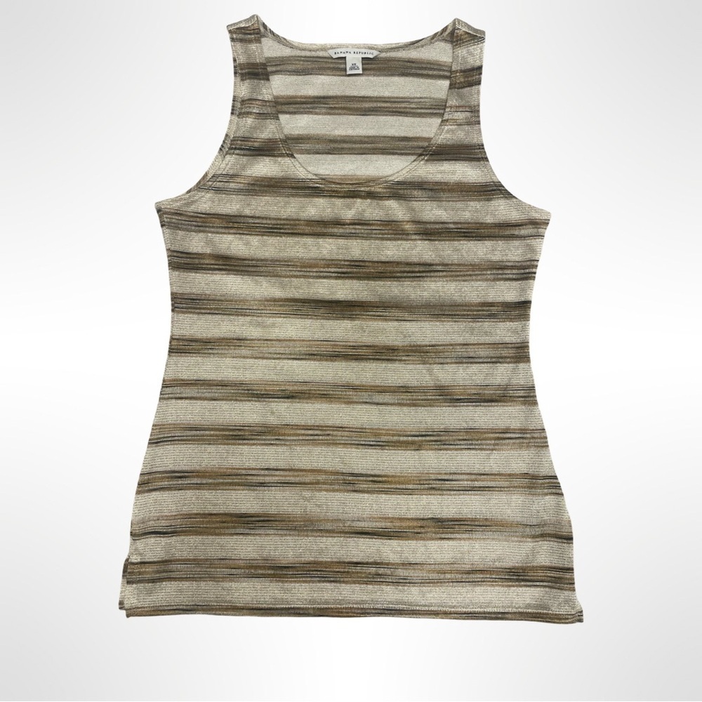Banana Republic Gold and Brown Striped Tank Top Size XS